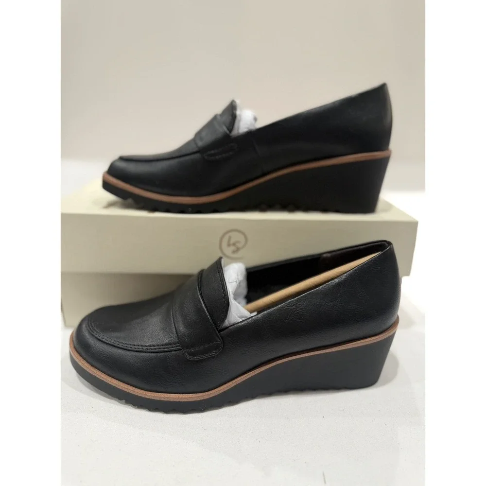 LifeStride Zed 2 Wedge Loafers size 6.5 women's, Black soft cushion shock absorb